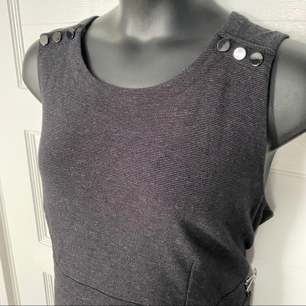 LOFT gray knit dress with button shoulders - 18